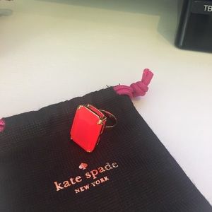 Kate spade cocktail ring, NWOT neon coral/gold